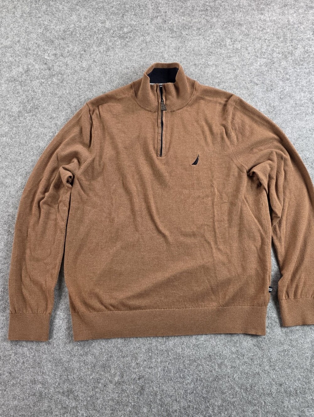 Nautica Men's Navtech Brown 1/4 Zip Sweater Pullover Sz M